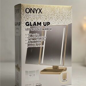 Onyx LED Tri-Fold Mirror with Adjustable Lighting